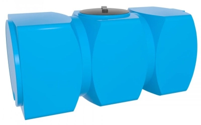 Ёмкость К 800 л. голубая горизонтальная с отводами 