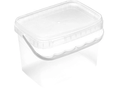 Ведро п/п 1л. прямоугольное, с прозрачной крышкой, код: 33222