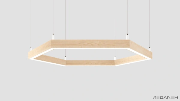 Шестиугольный светильник WOOD HEXAGON 6000K 80W, корпус Ясень белый