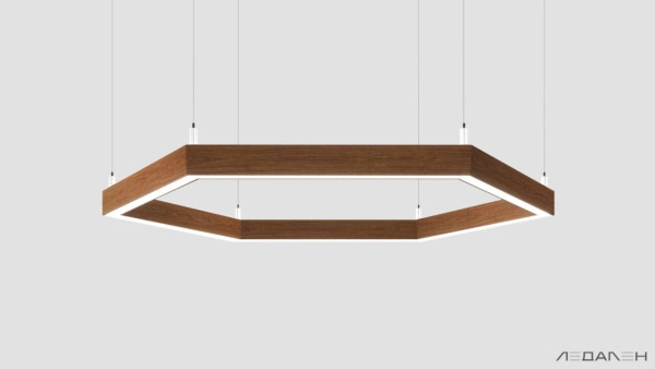 Шестиугольный светильник WOOD HEXAGON 6000K 80W, корпус Орех грецкий