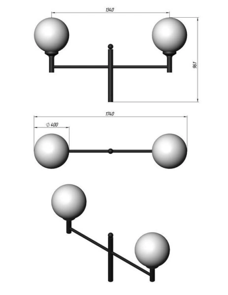 Стальной фонарный столб Т-30-2 со светильниками 5,461 м
