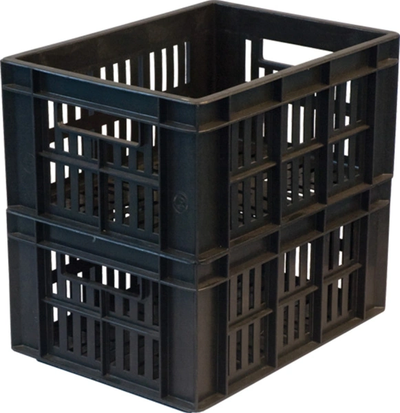 Ящик перфорированный 400×300×200, арт.: 302, объём 24, чёрный, код: 00415