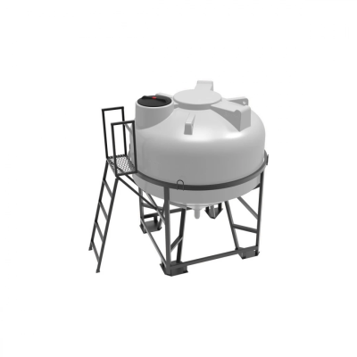 Емкость ЦКТ 3000 л с патрубком 90мм под плотность до 1,5 г/см³ белая в обрешетке с лестницей