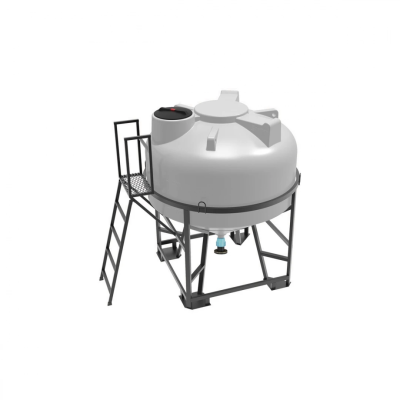 Емкость ЦКТ 3000 л с патрубком 160мм с фланцем белая в обрешетке с лестницей